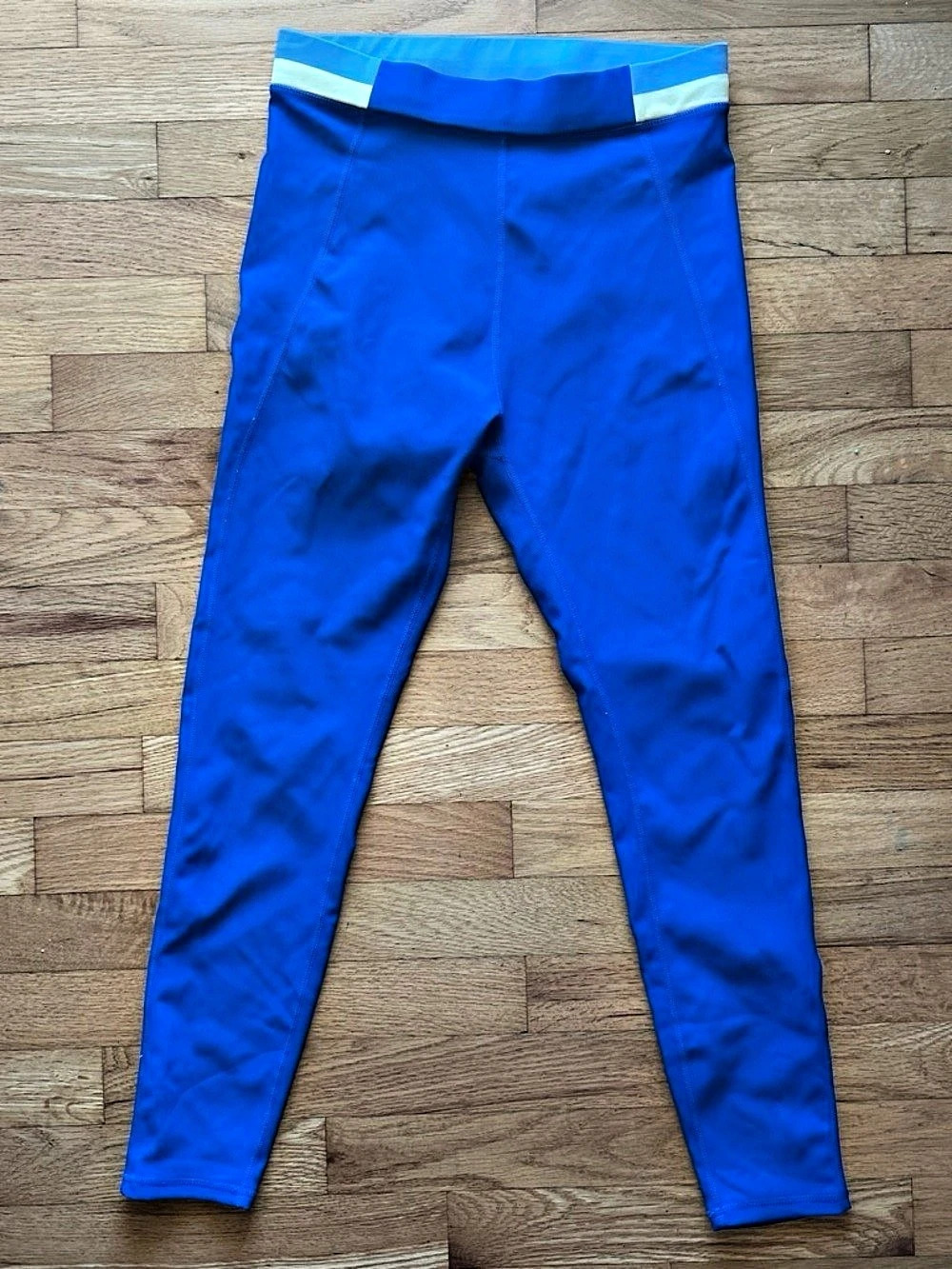 WILO Active Colorblock Leggings Women’s M Blue White High Rise Athletic Yoga
